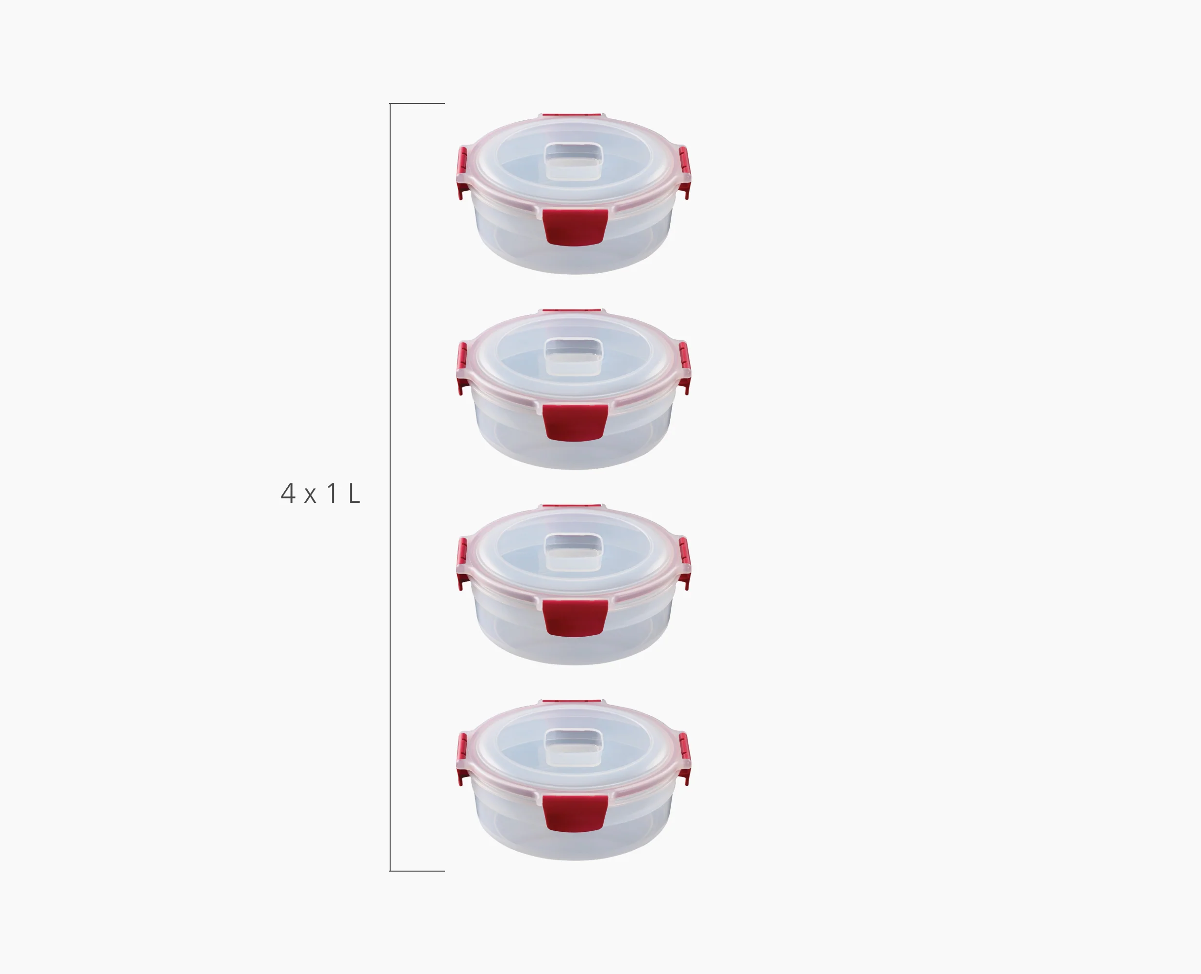 4 Boîtes Alimentaires Rondes & Rouges 1L Nest™ Lock Round - Image 7