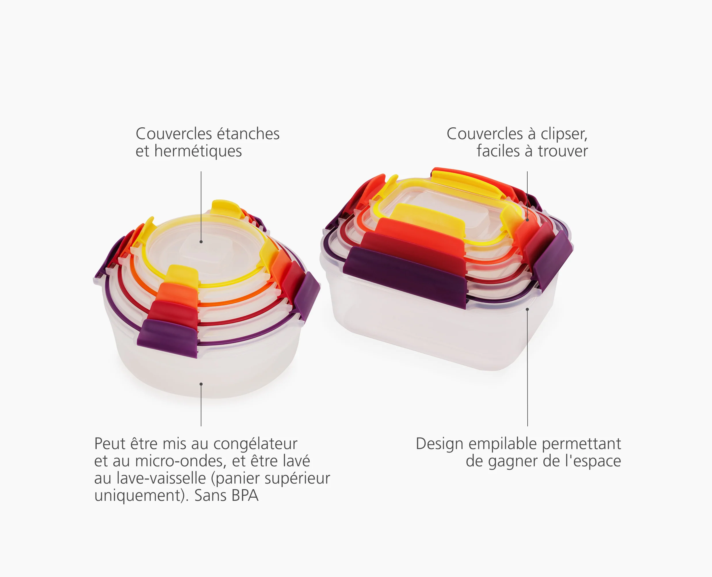 8 Boîtes Alimentaires Empilables Variés Nest™ - Image 6