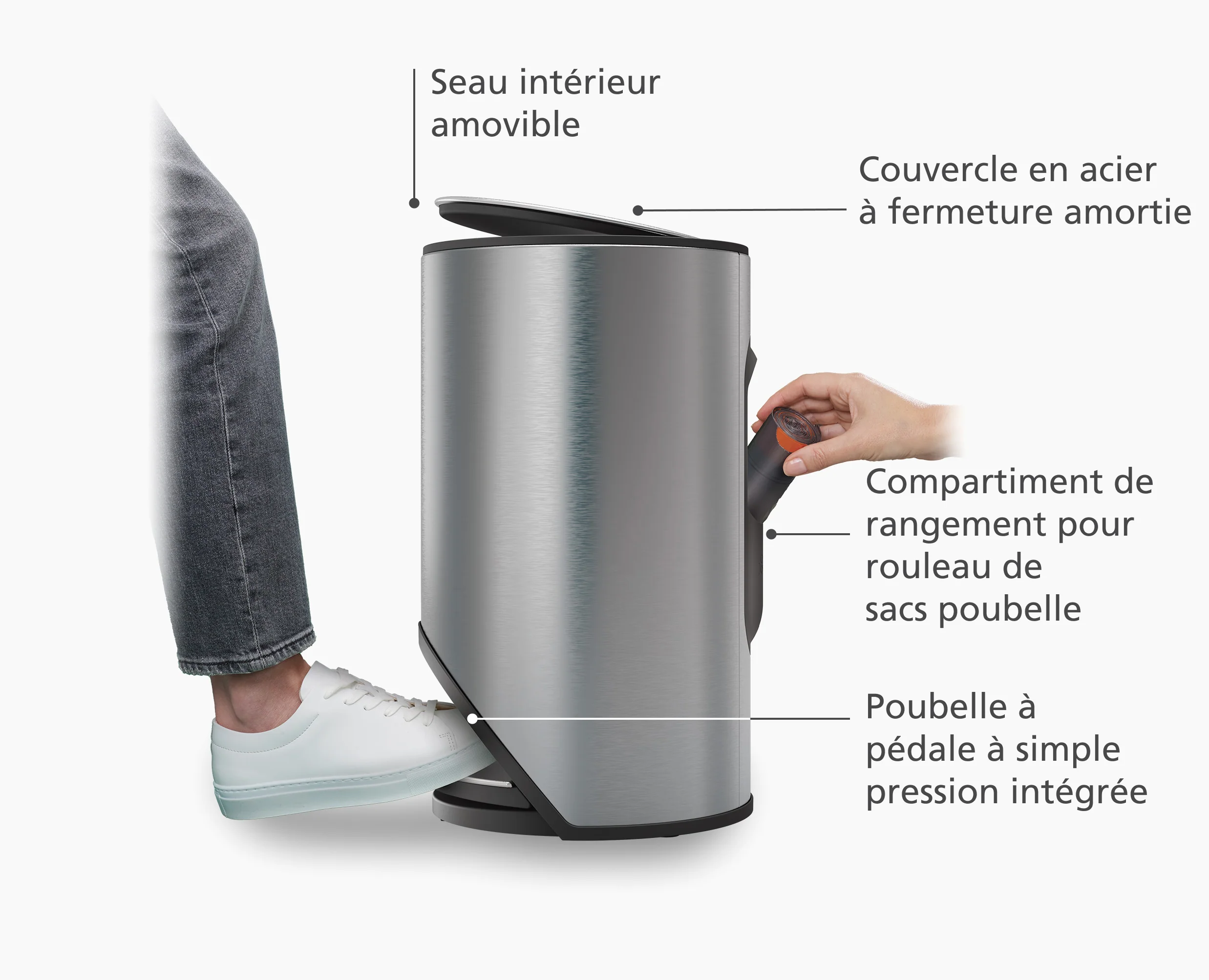 Poubelle 10l Inox Arc™ Easy-Push - Image 4