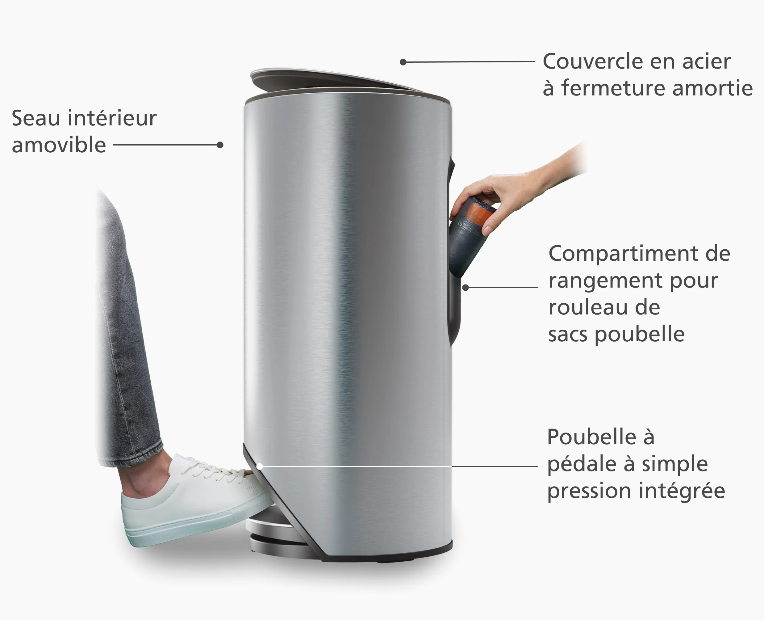 Poubelle 30L Inox Arc™ Easy-Push - Image 4