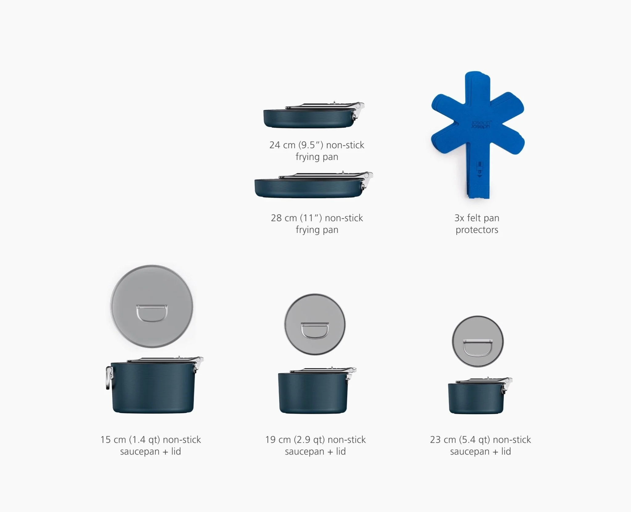 Batterie de Cuisine Anti-Adhésive 5 Pièces Bleue Space - Image 3