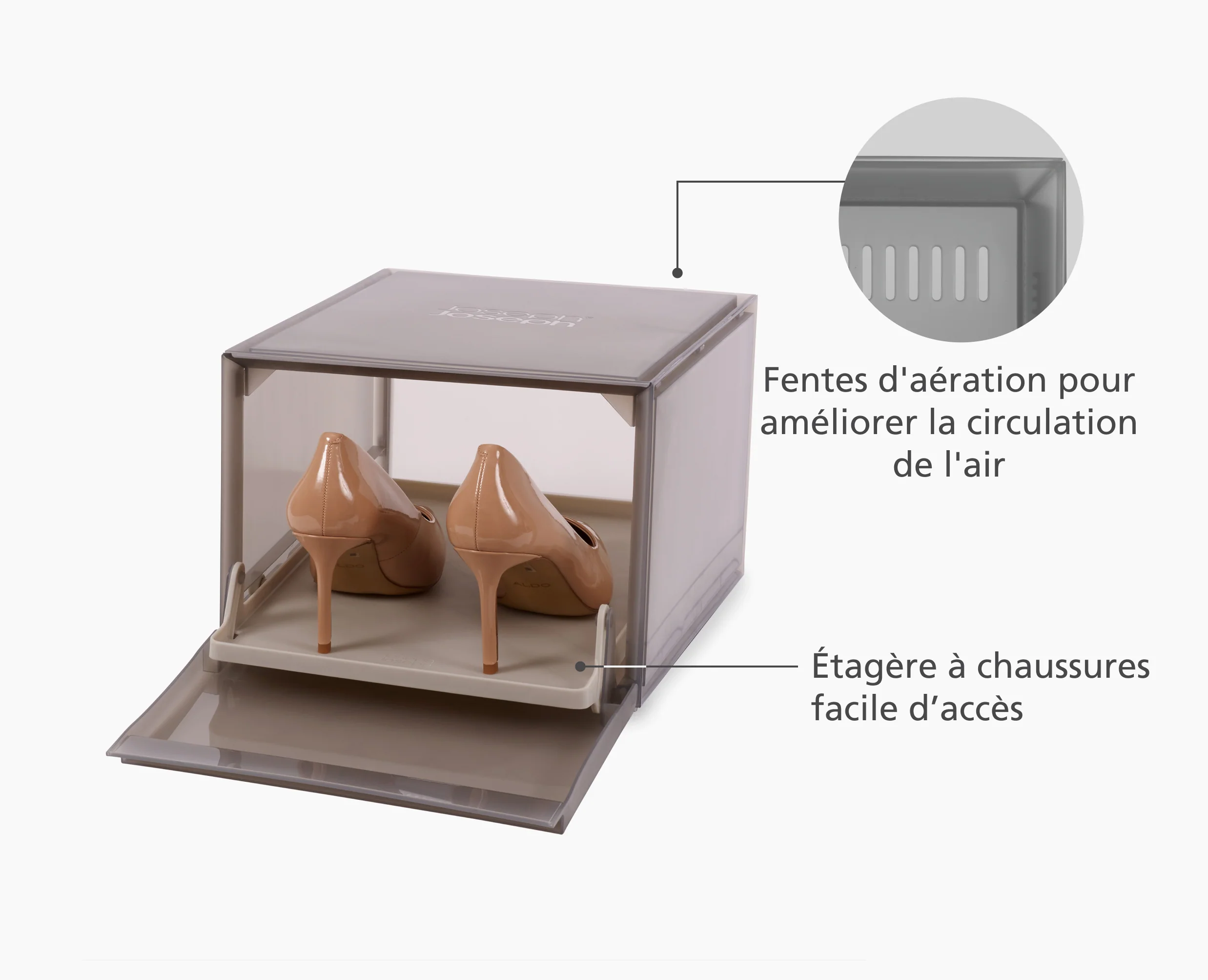 Boîtes Range-Chaussures Empilables Grises de 2 Pièces ShoeCase - Image 4