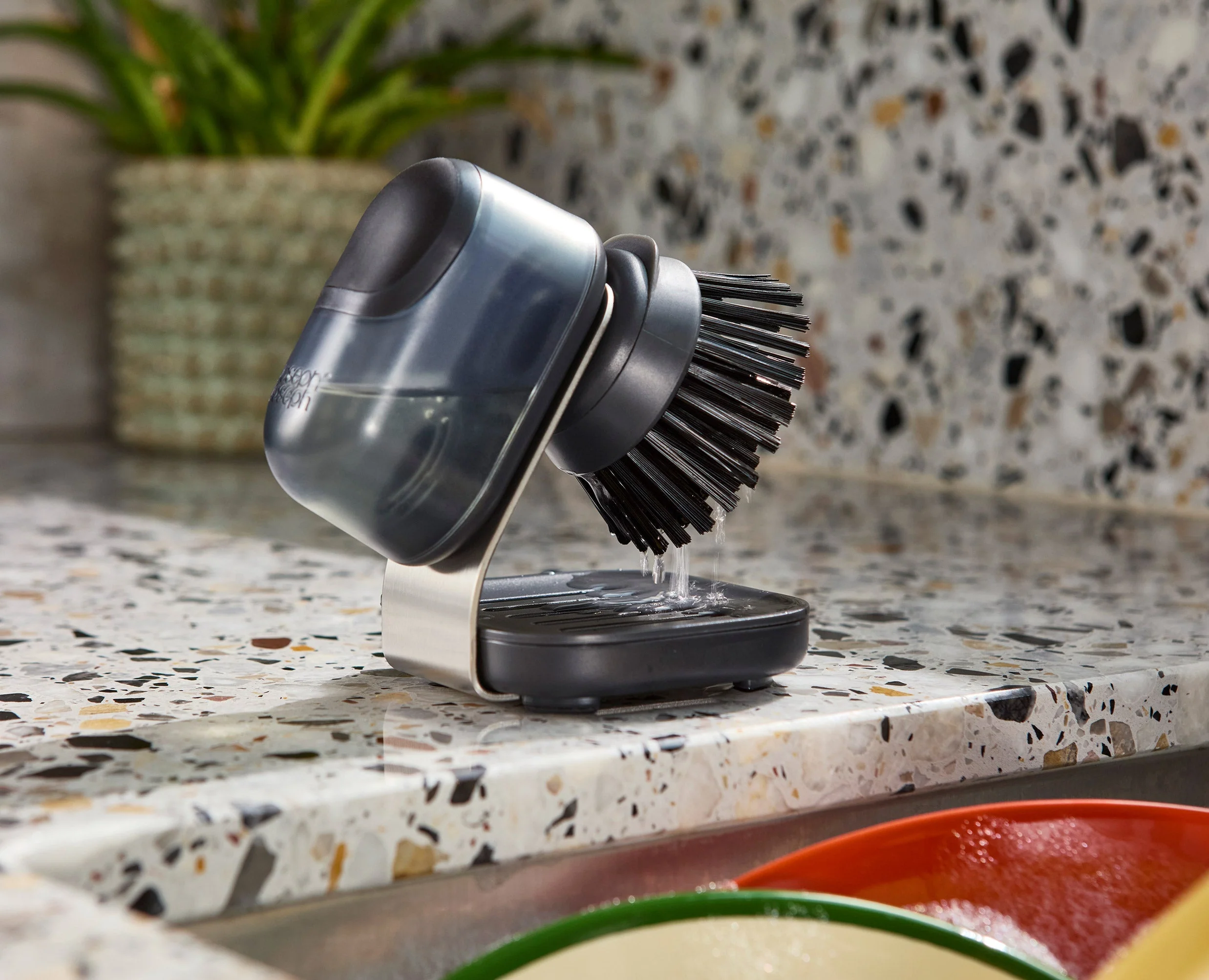 Brosse à Vaisselle à Paume avec Support Inox et 6 Têtes de Rechange SinkTech - Image 6