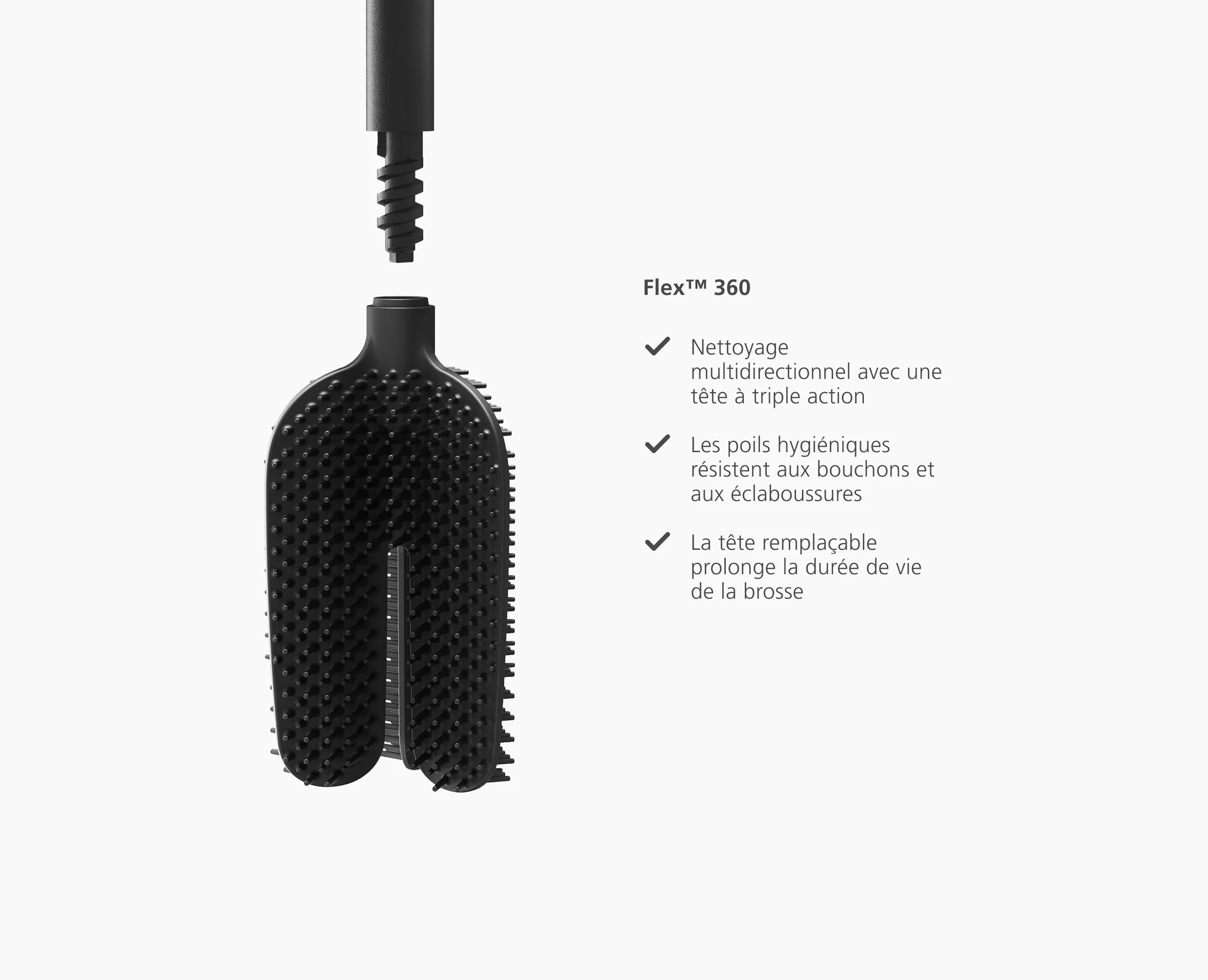 Brosse de Toilette Compacte en Silicone Noire Mat Flex 360™ Lite - Image 7
