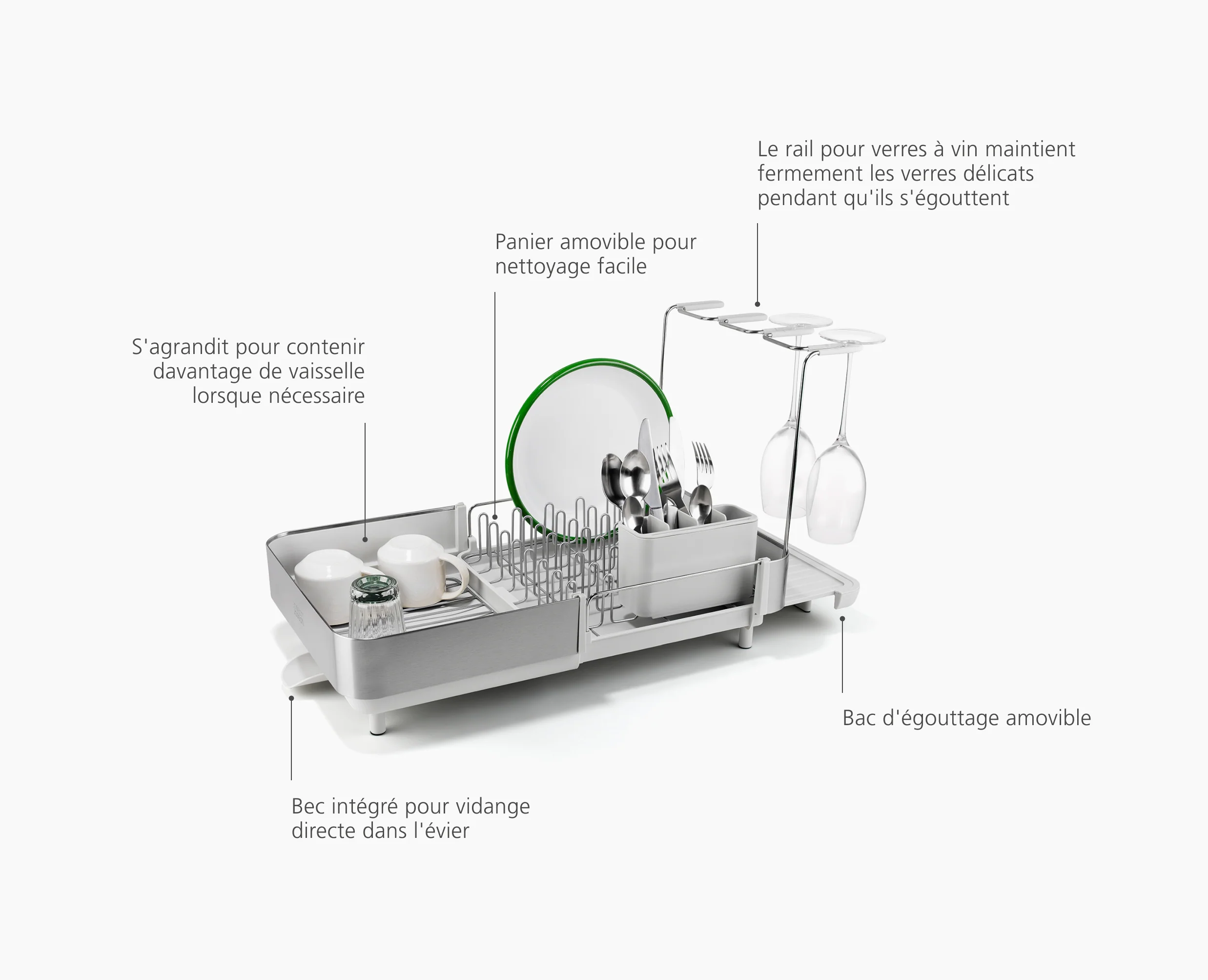 Égouttoir à Vaisselle et à Verres à Vin Pierre Extend™ Steel Plus - Image 6