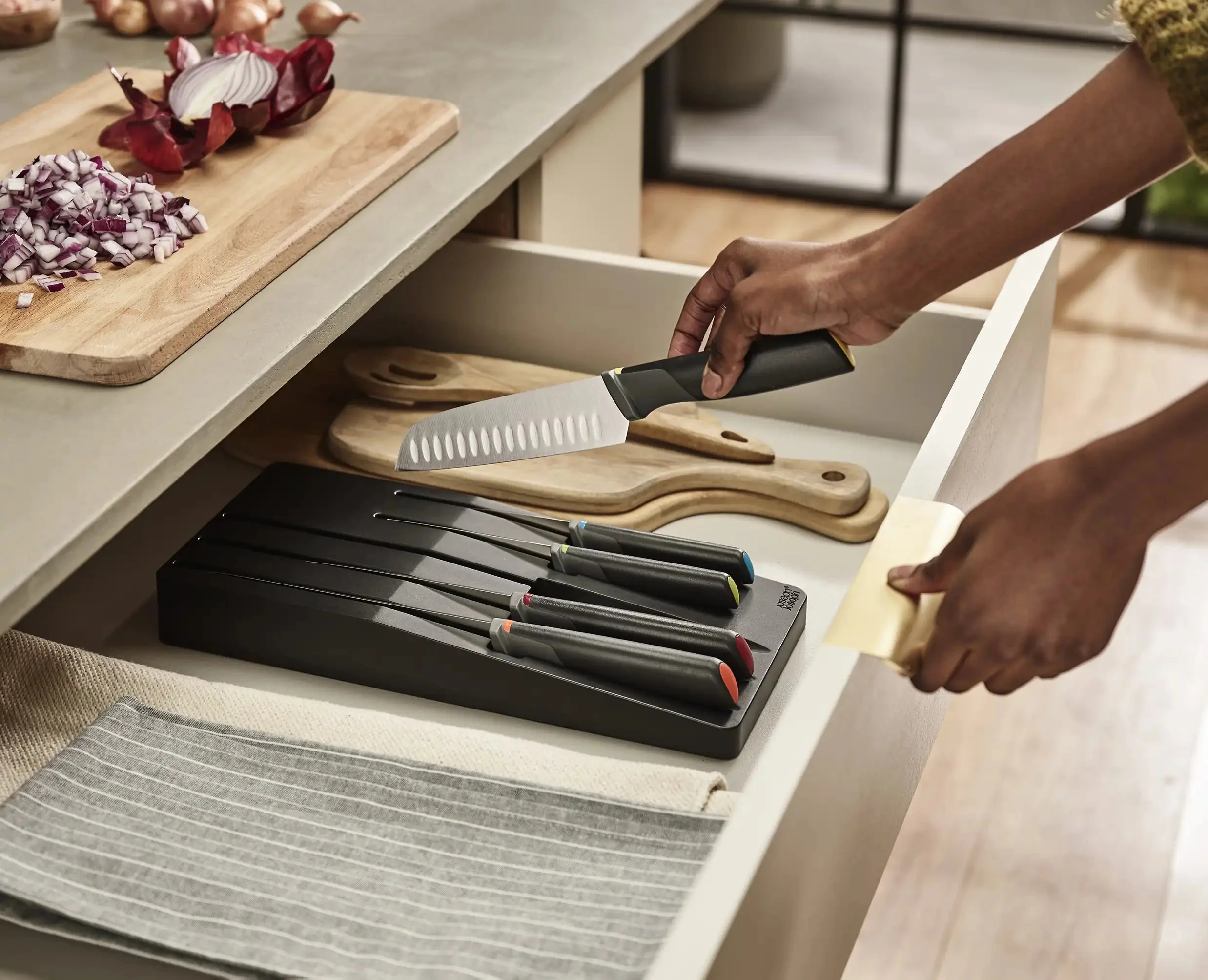 Ensemble de 5 Couteaux de Cuisine Elevate™ Multicolore avec Rangement de Tiroir - Image 3