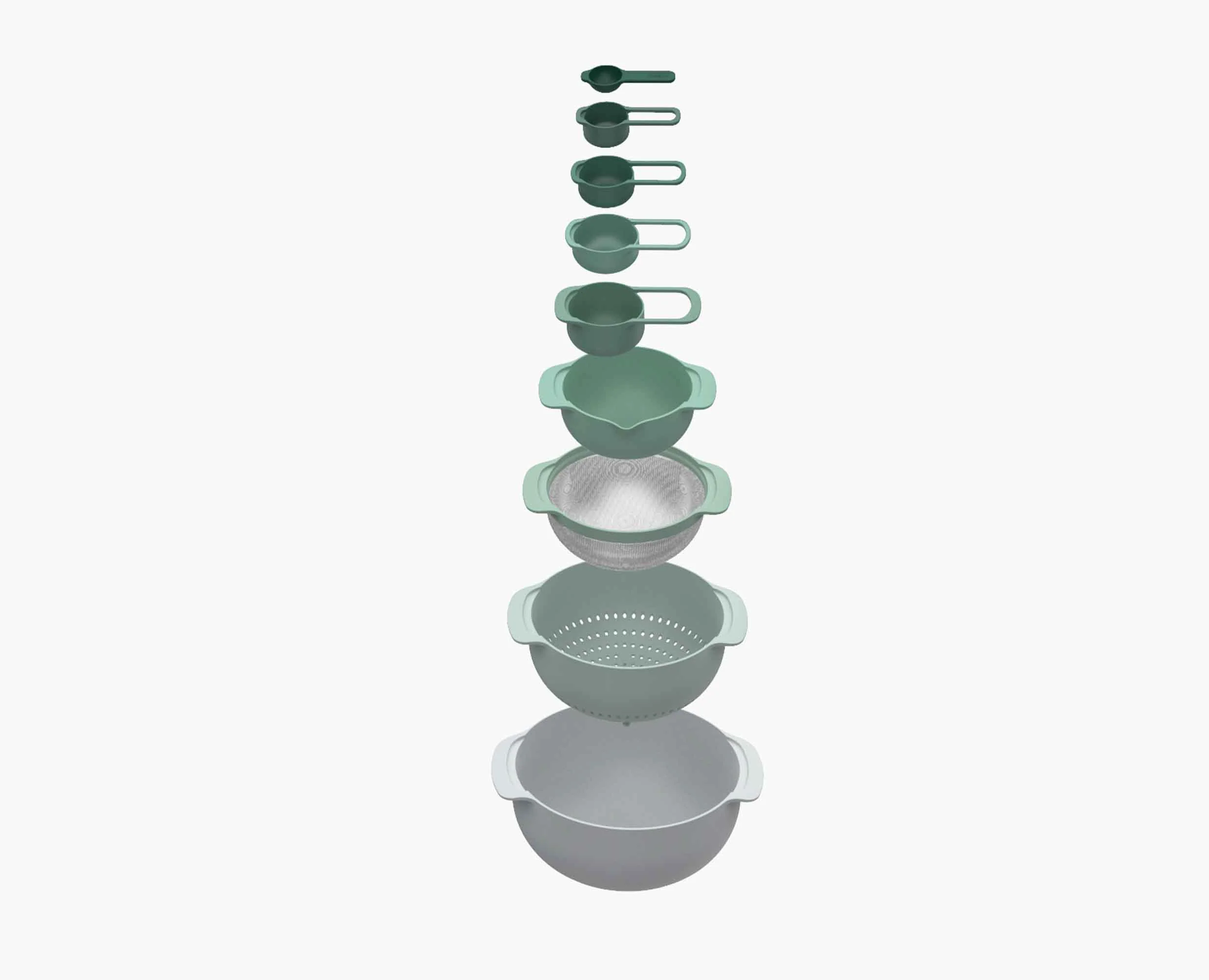 Set Compact de 9 Bols Mélangeurs Empilables en Vert Nest™ 9 Plus - Éditions - Image 4