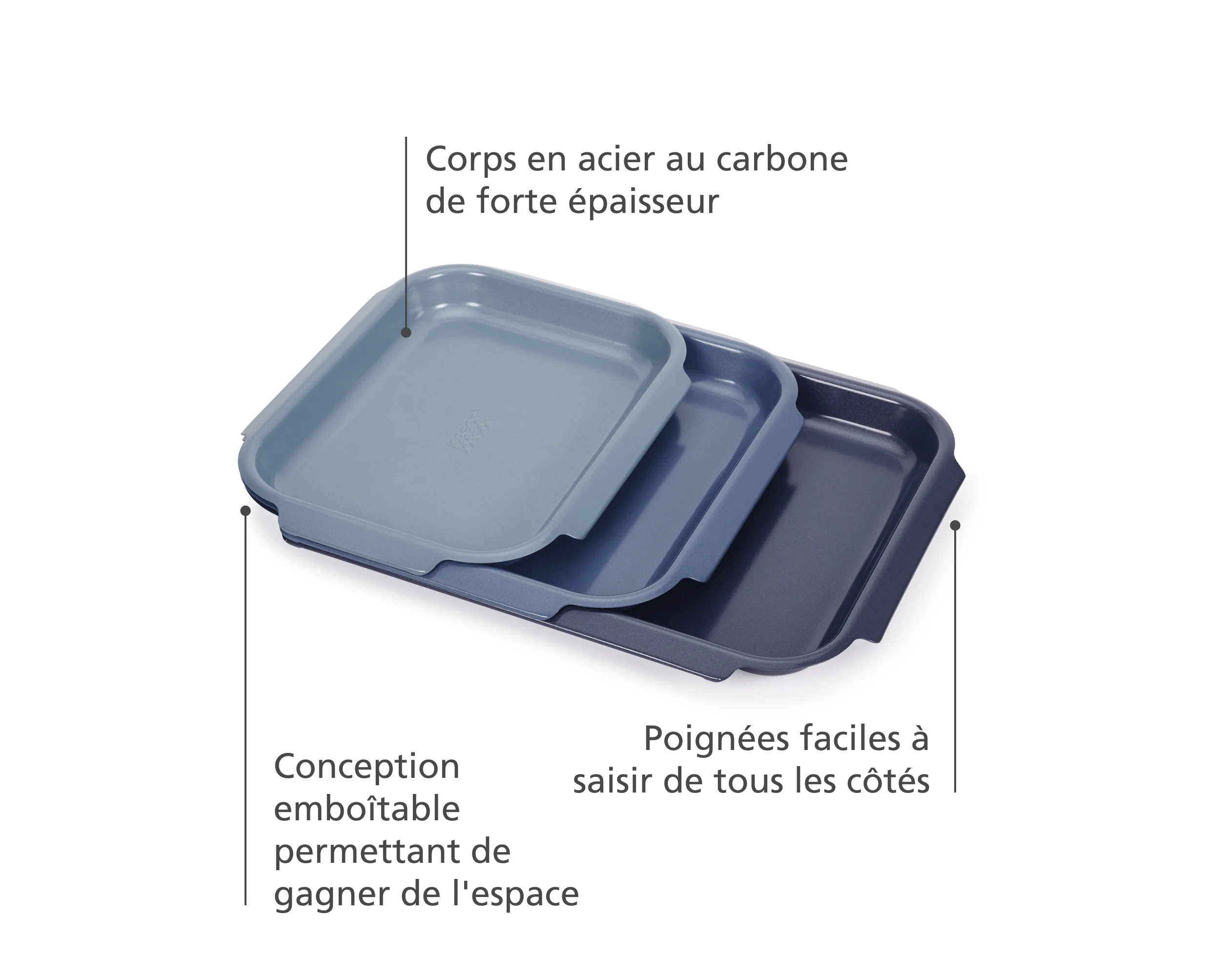 Ensemble de 3 plats de cuisson antiadhésifs bleus Nest™ Bake - Image 4