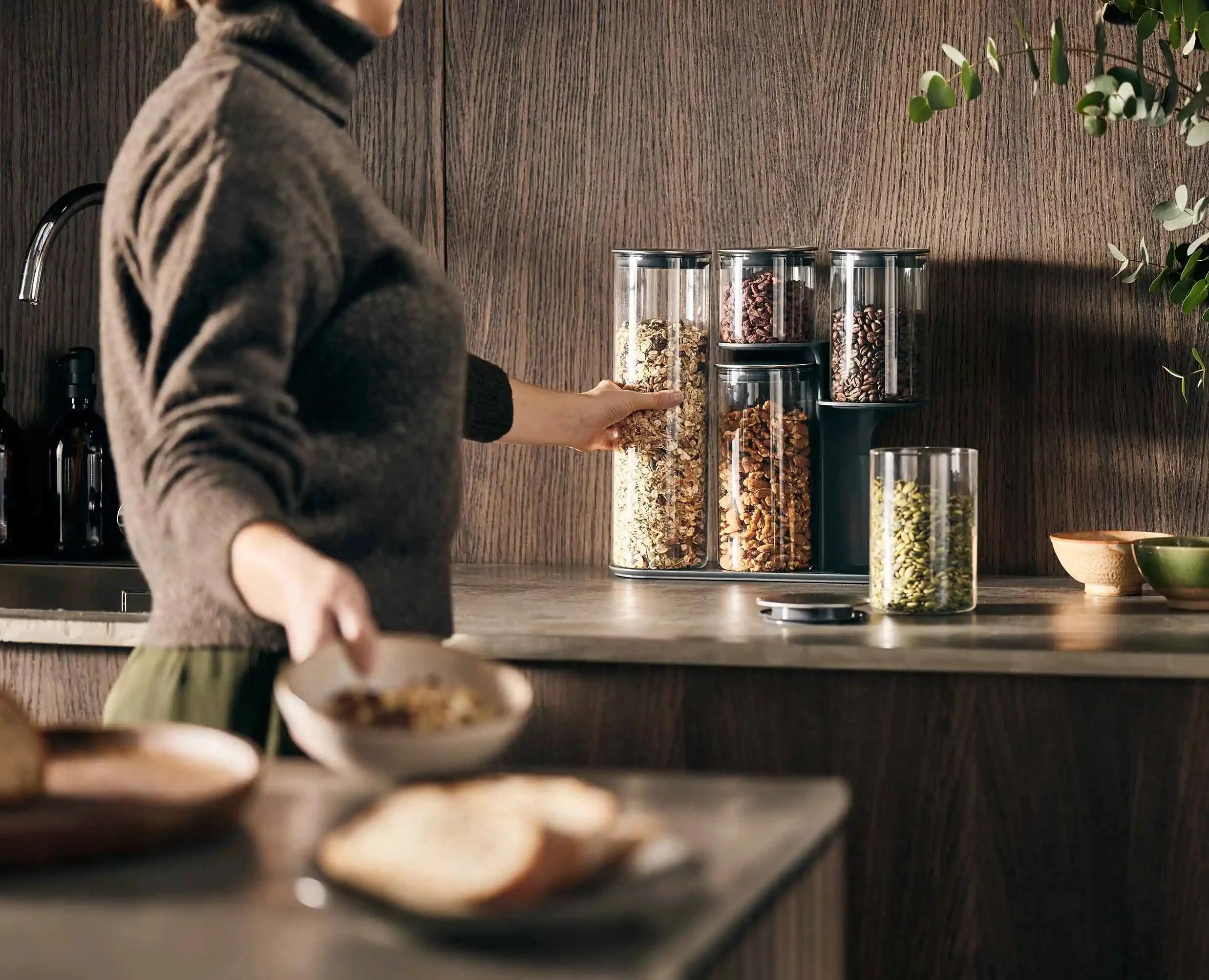Set de 5 pots de Rangement avec Support en Inox Podium™ - Image 3