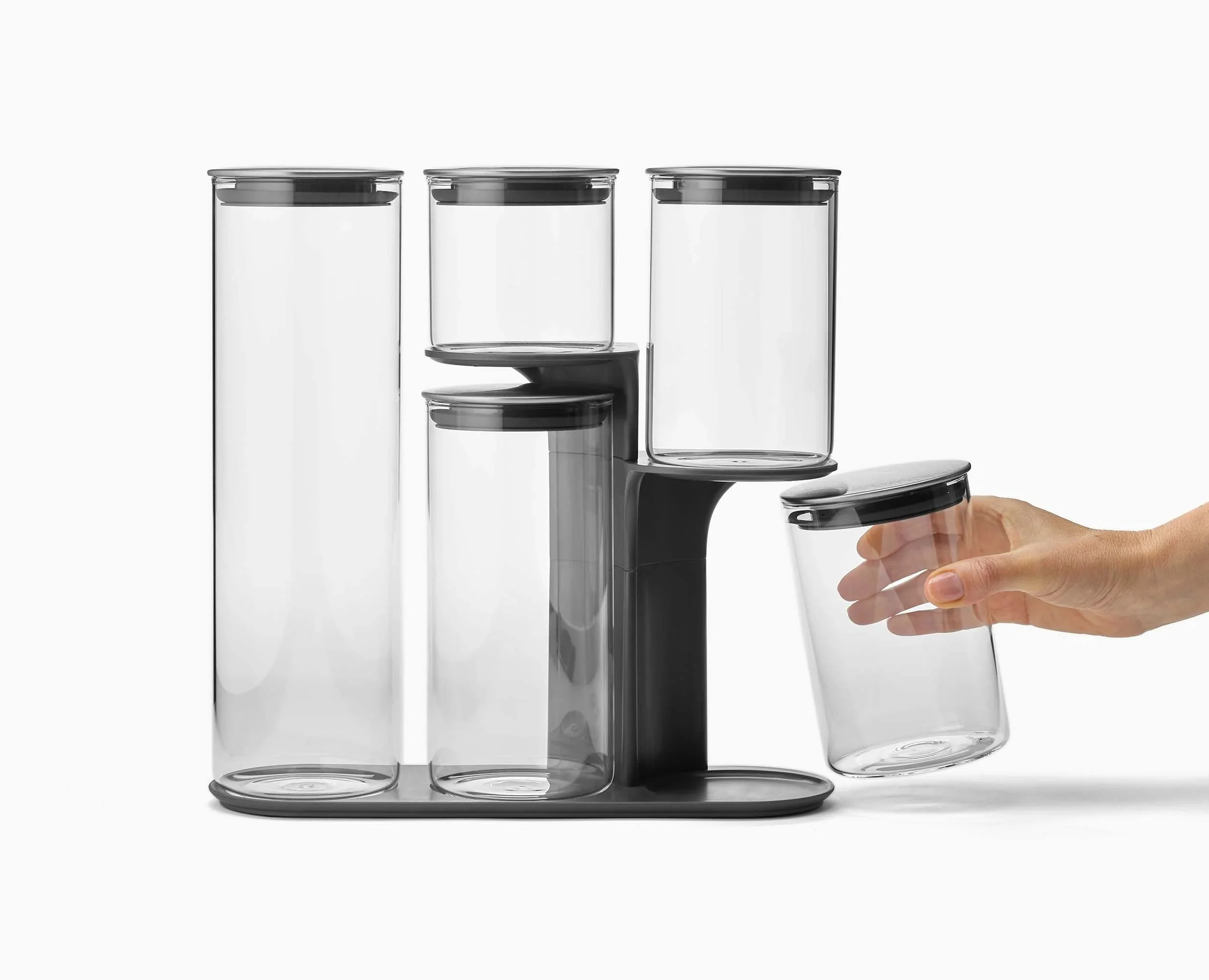Set de 5 pots de Rangement avec Support en Inox Podium™ - Image 4