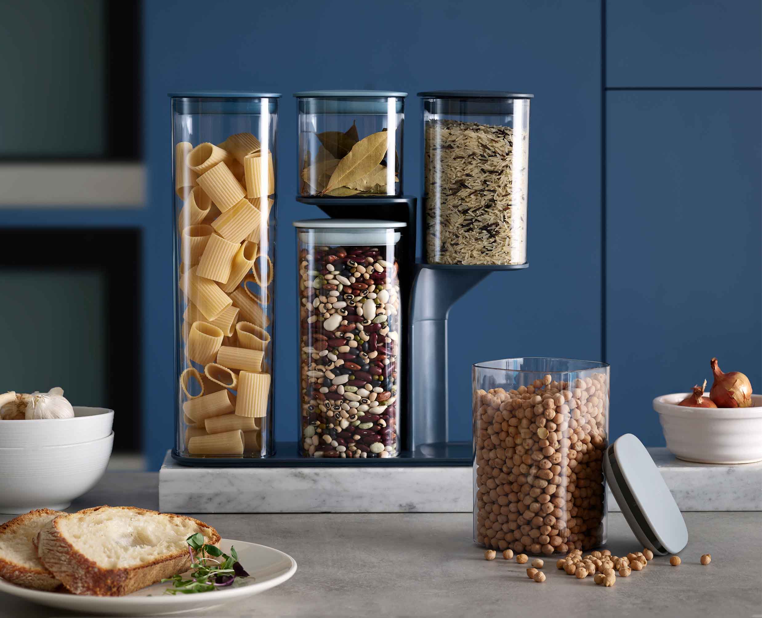 Set de 5 pots de Rangement avec Support en Bleu Podium™ - Éditions - Image 3