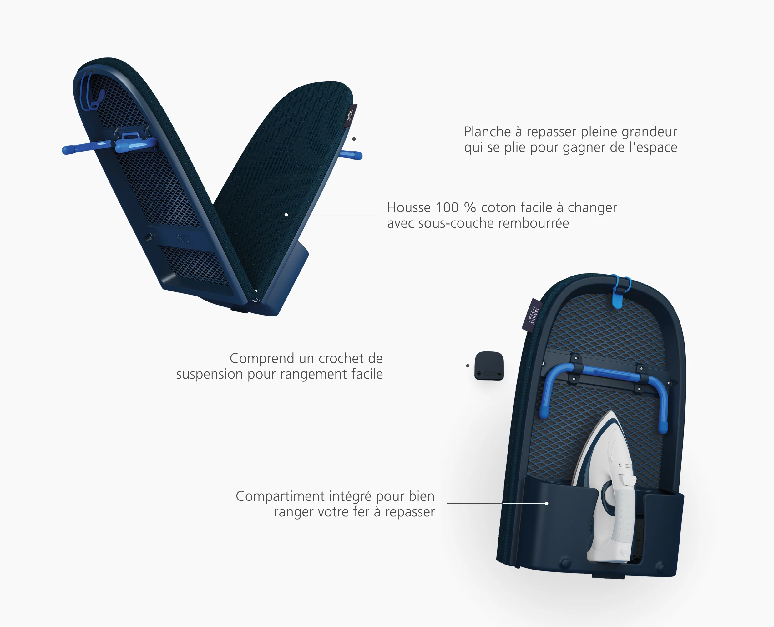 Grande Planche à Repasser de Table Pliante 110cm Bleu Pocket Max Plus - Image 6