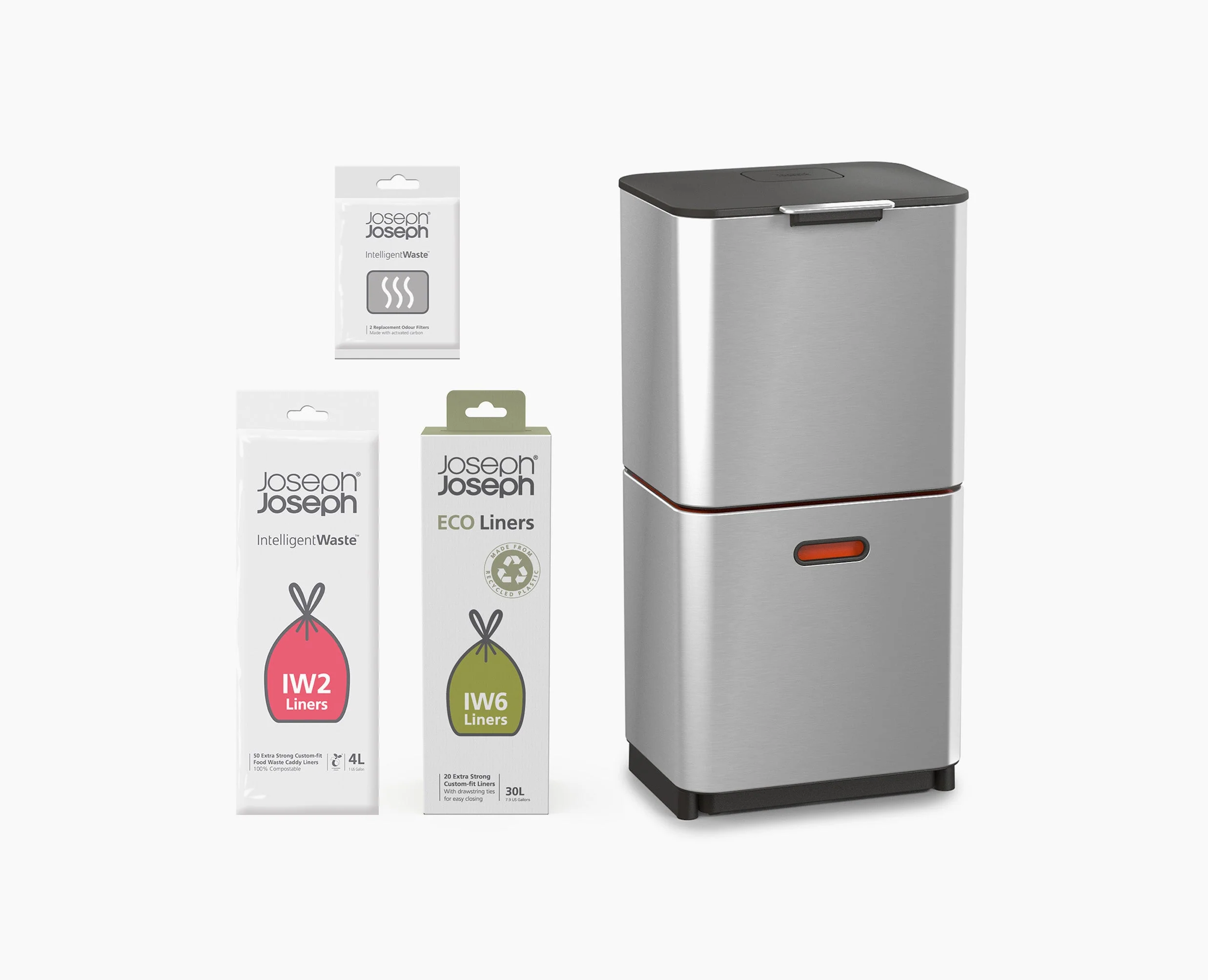 Kit de démarrage poubelle de tri sélectif en acier inoxydable Totem Max 60L