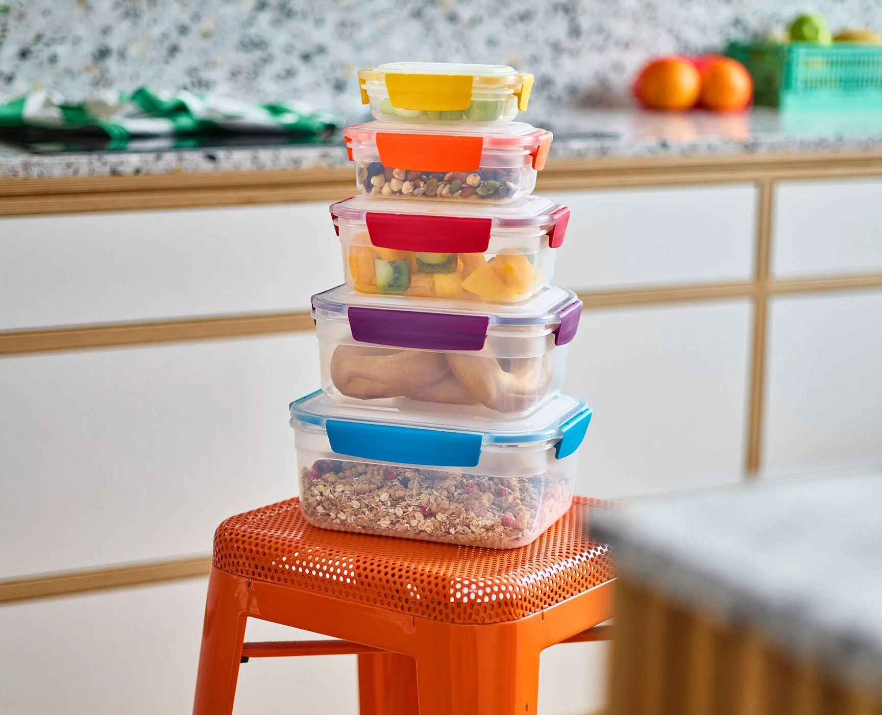 Lot de 5 Boîtes de Conservation Compactes Plastique Multicolore Nest™ - Image 4