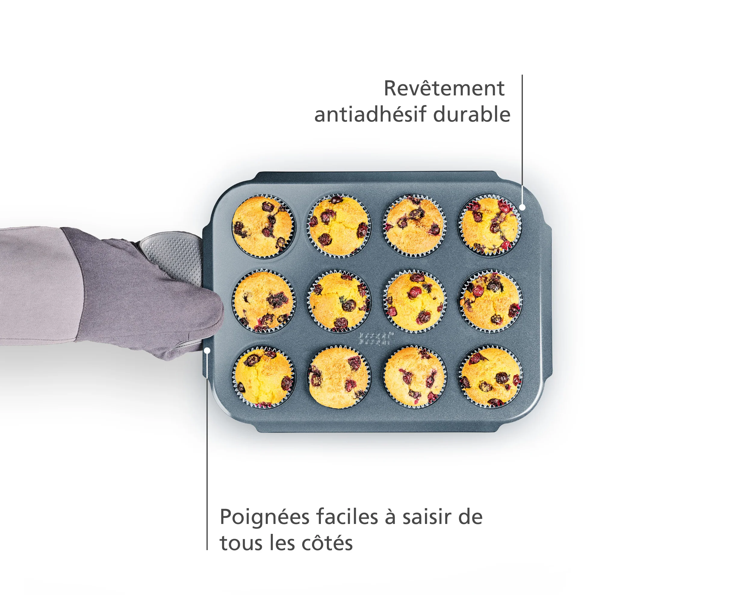 Moule à muffins antiadhésif bleu Nest™ Bake, pour 12 muffins - Image 4