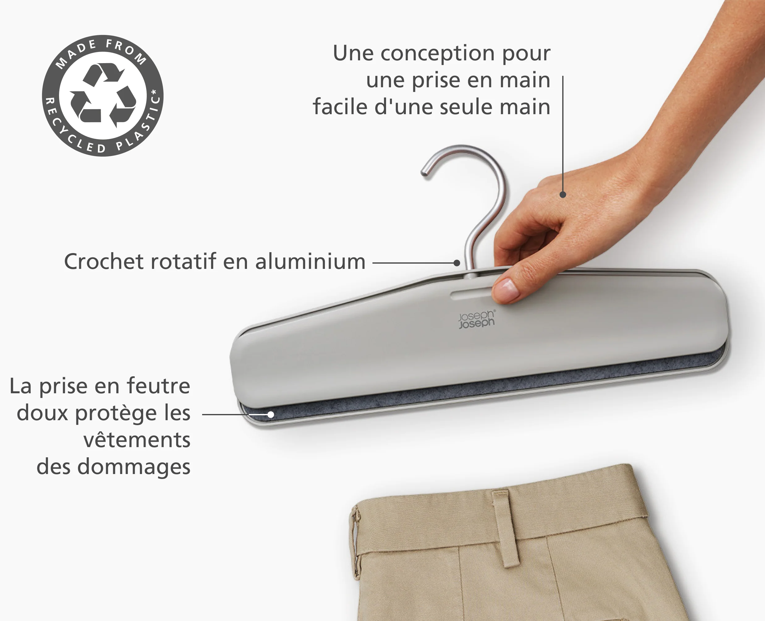 Set de 2 cintres écrus pour jupes et pantalons Orderly™ Easy-grip - Image 4