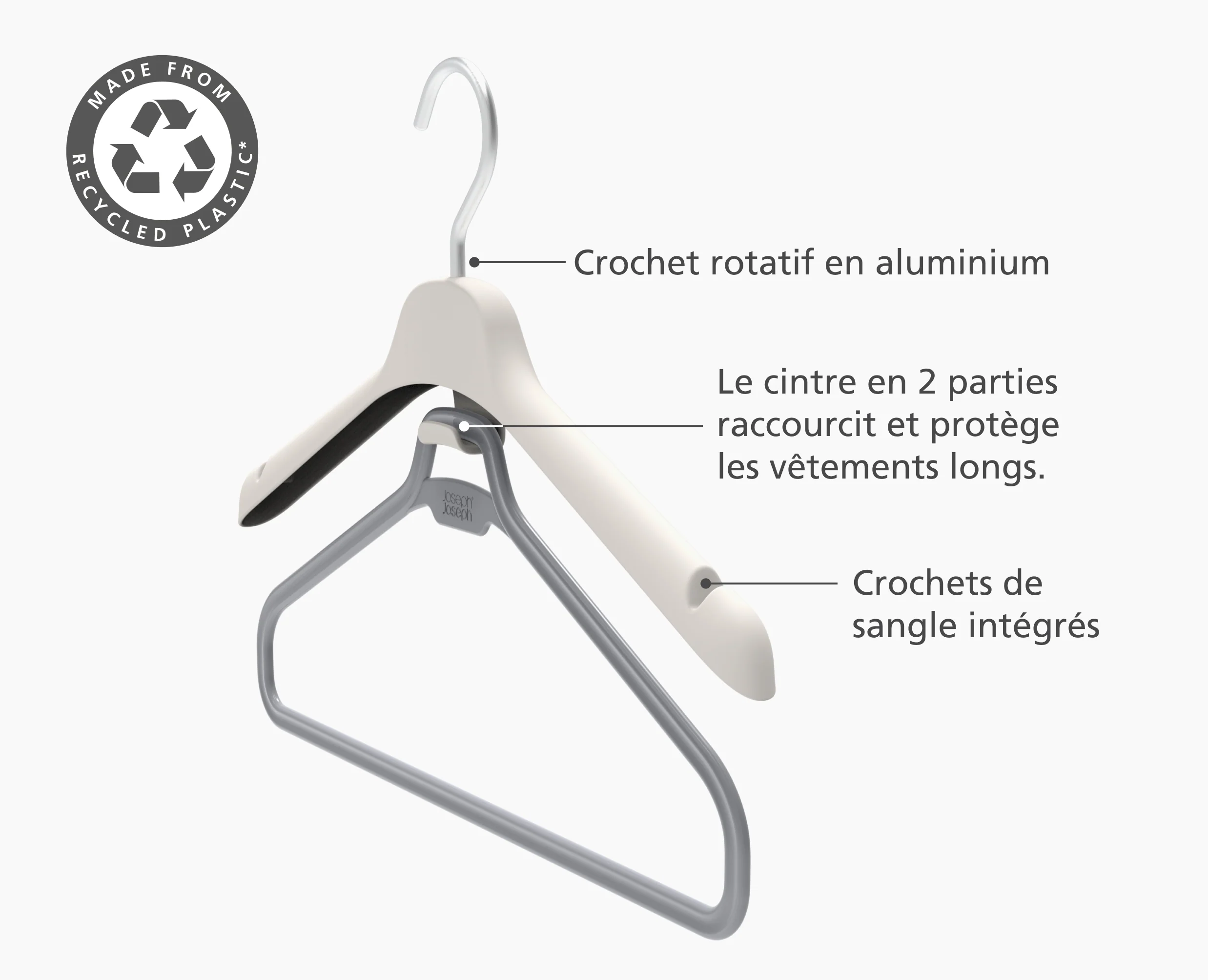 Ensemble de 2 cintres écrus pour vêtements longs Orderly™ - Image 4