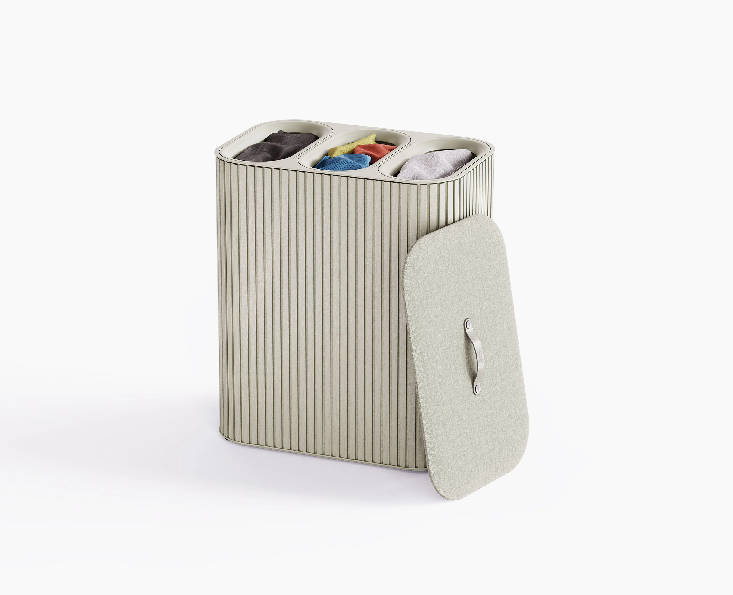 Panier à Linge Triple Luxe Bambou Écru 90L Tota Trio Luxe