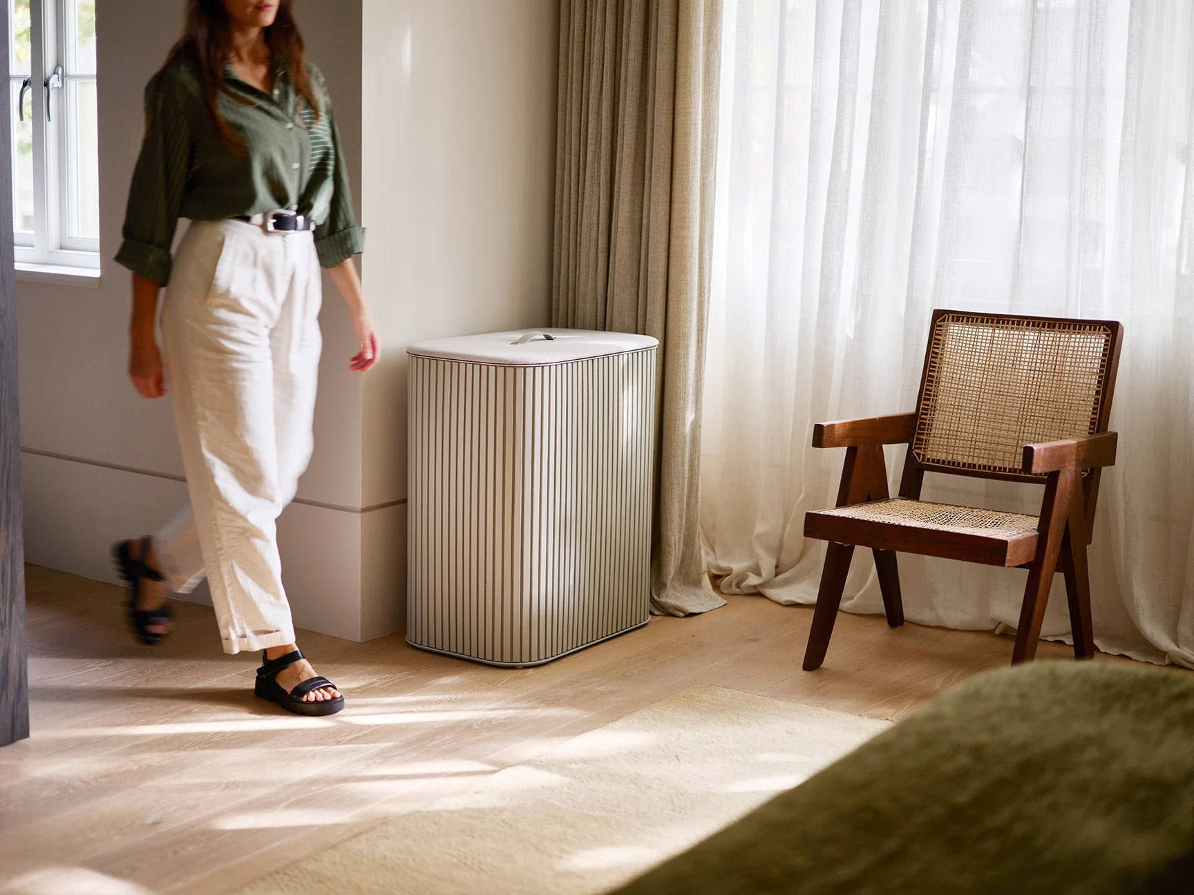 Panier à Linge Triple Luxe Bambou Écru 90L Tota Trio Luxe - Image 3