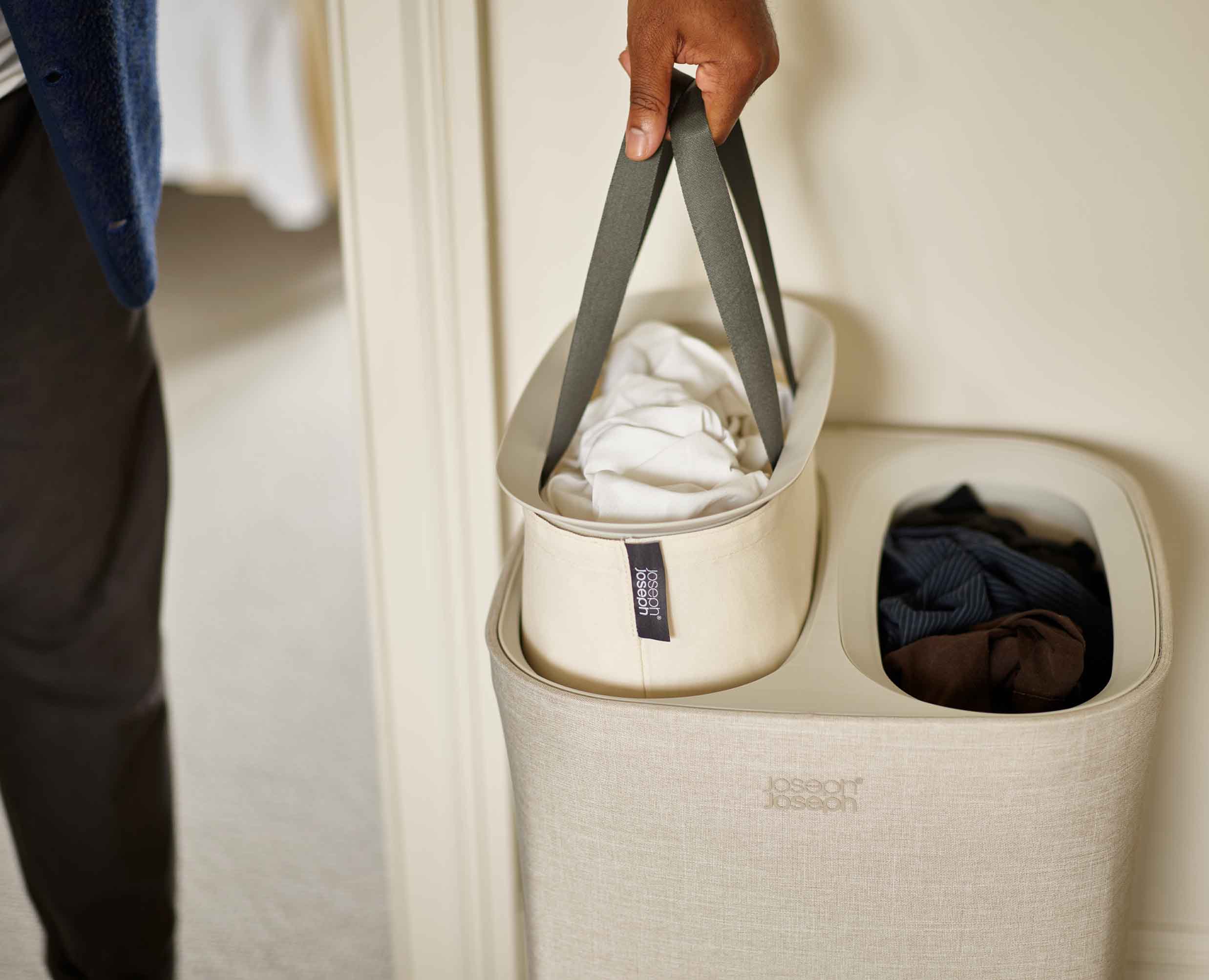 Panier Linge Double Compartiment 60L Tota Écru - Image 5