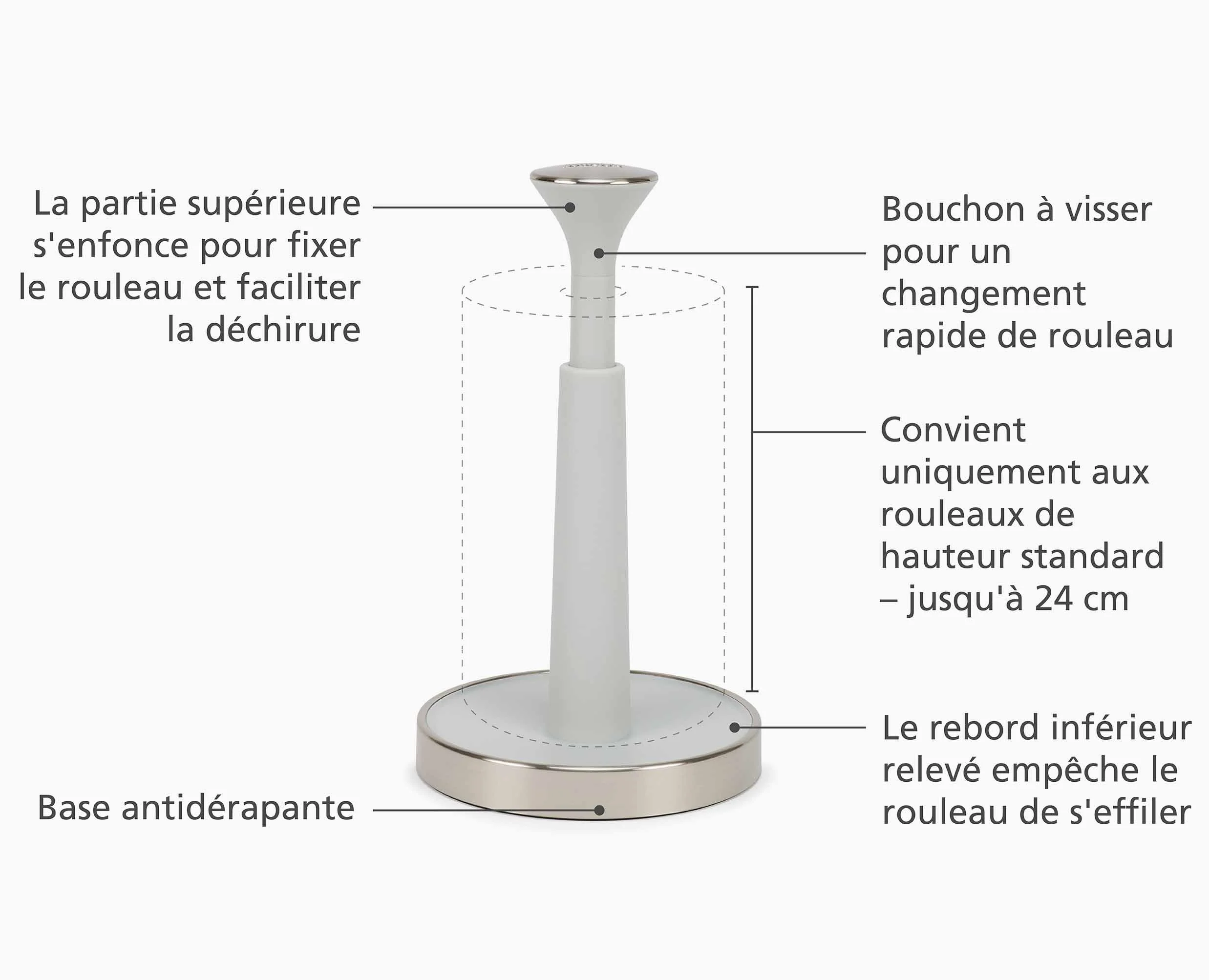 Porte Essuie-tout de Cuisine Couleur Pierre Push&Tear™ - Image 6