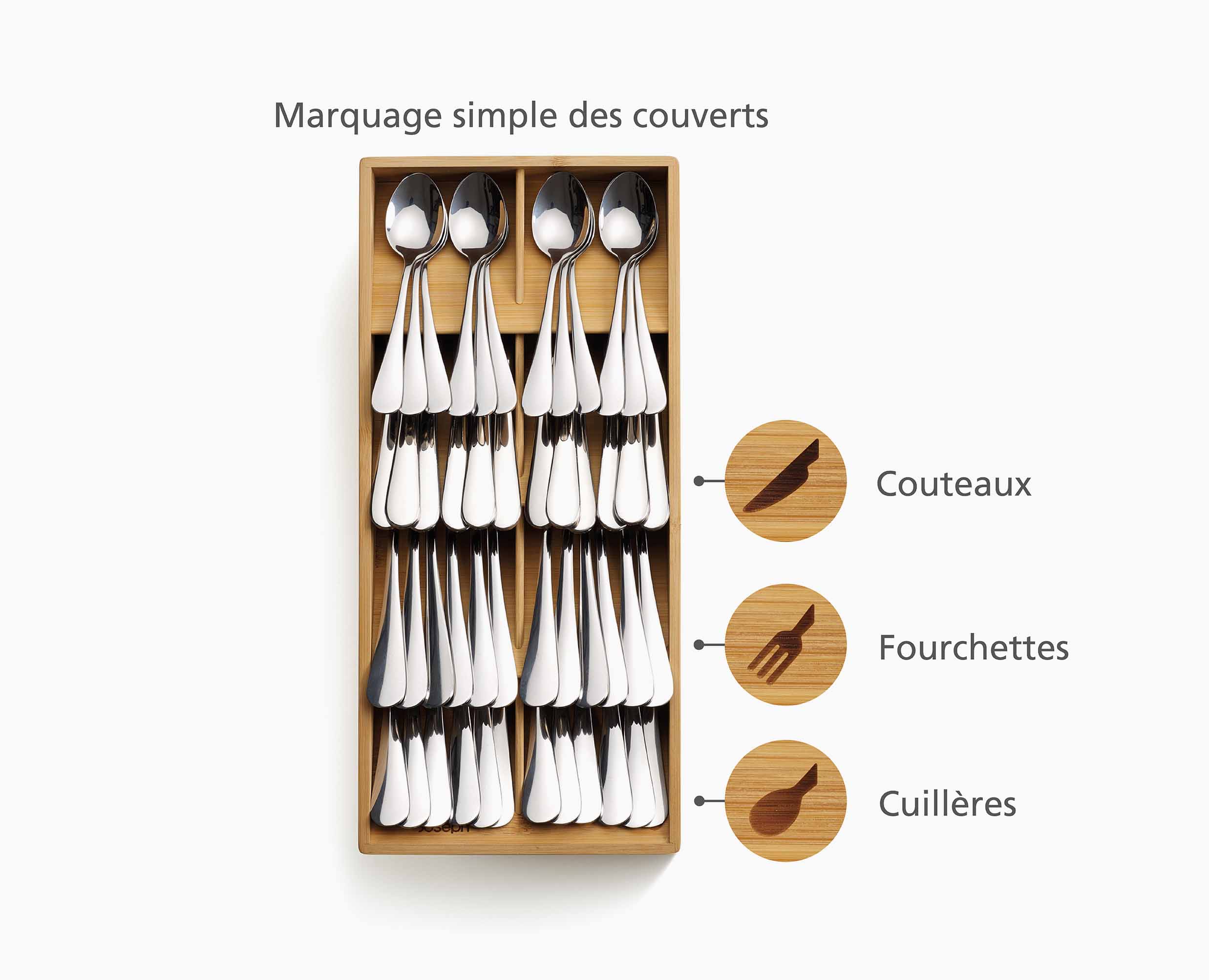 Grand Organisateur de Couverts en Bambou DrawerStore™ - Image 8