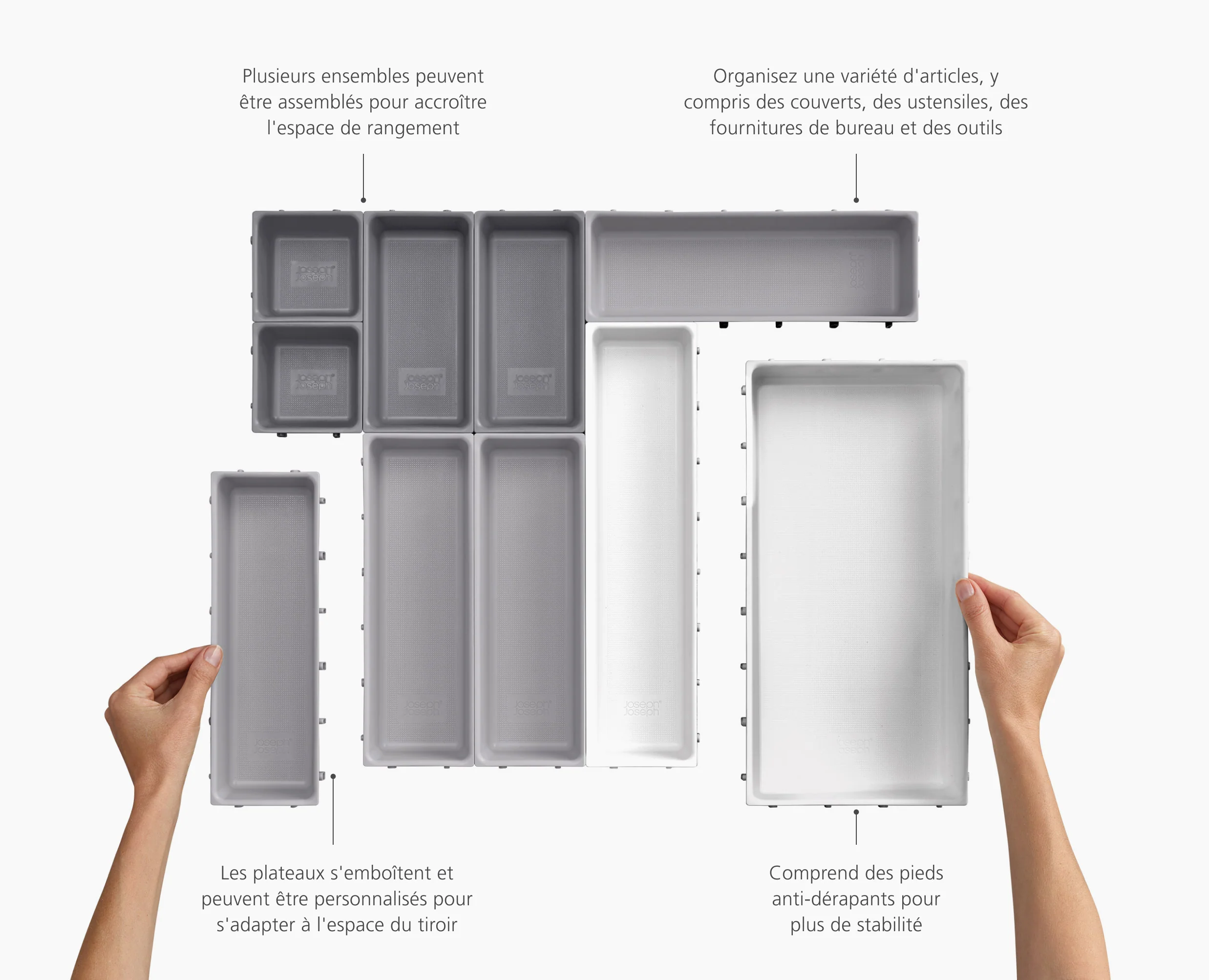 Set d'Organisateurs de Tiroir Modulaires de 10 pièces Pierre Foncé Blox™ - Image 6