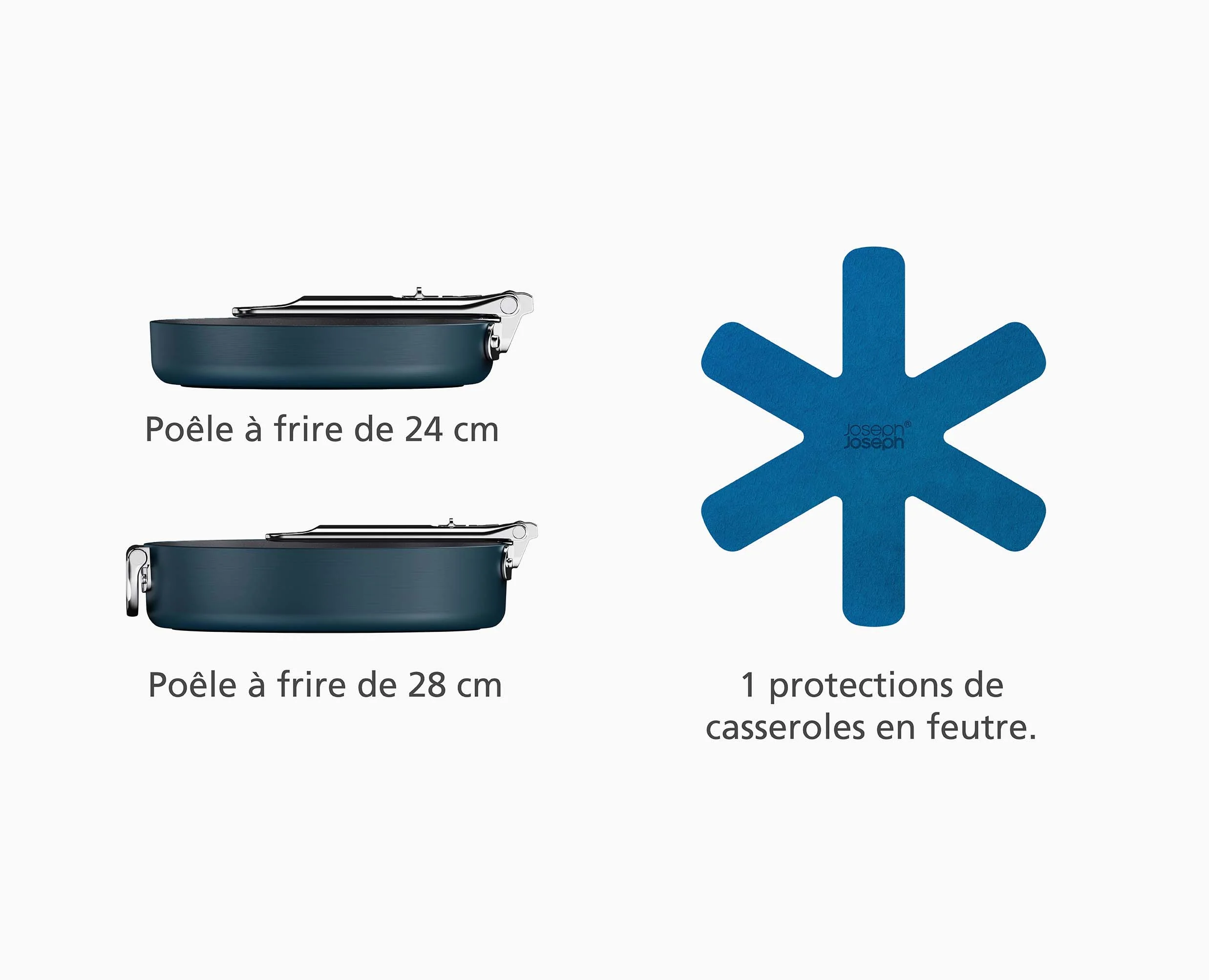 Ensemble bleu Space de poêles à frire antiadhésives en céramique poignée pliante 2 pièces - Image 6