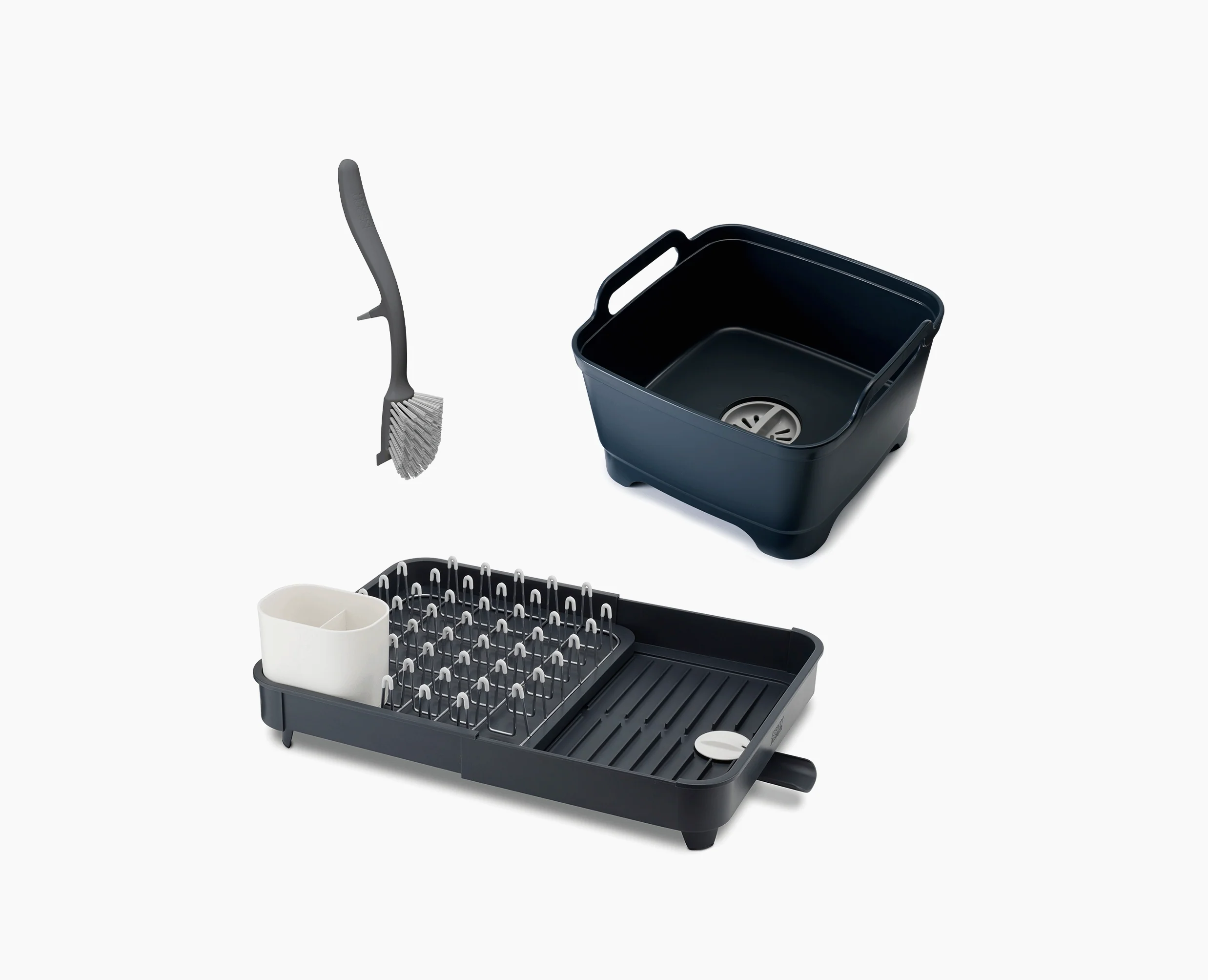 Set De 3 Pièces : Égouttoir Gris, Bol À Vaisselle Et Brosse - Image 3