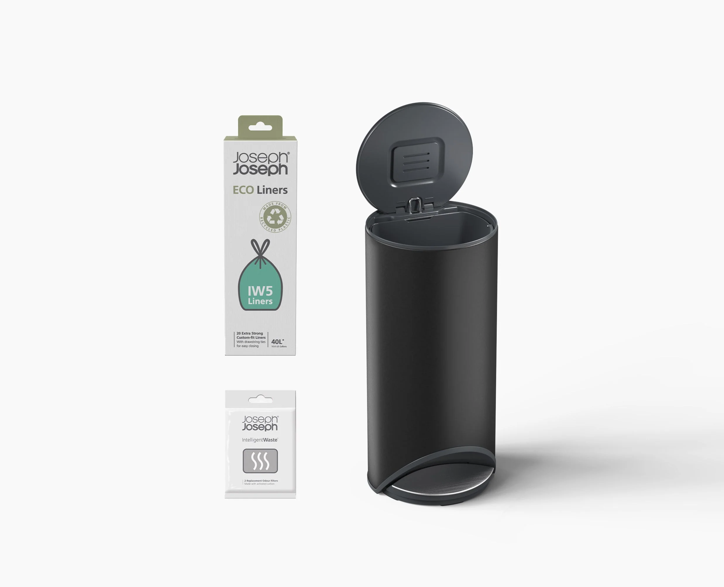 Set De Démarrage Arc™ 30L Pour Poubelle À Pédale Noire Mate, Ouverture Facile