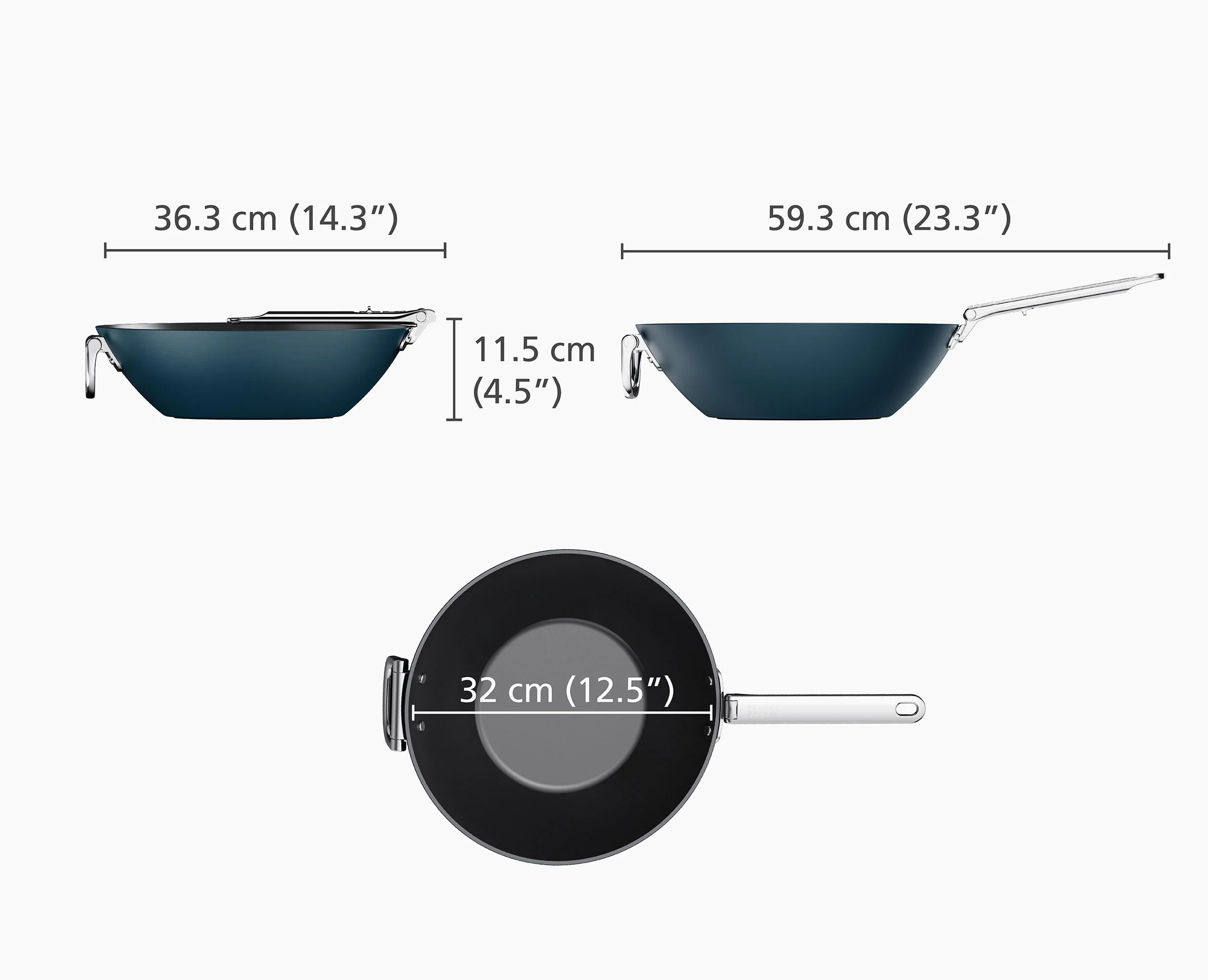 Wok Space antiadhésif en céramique 32 cm bleu poignée pliante - Image 6